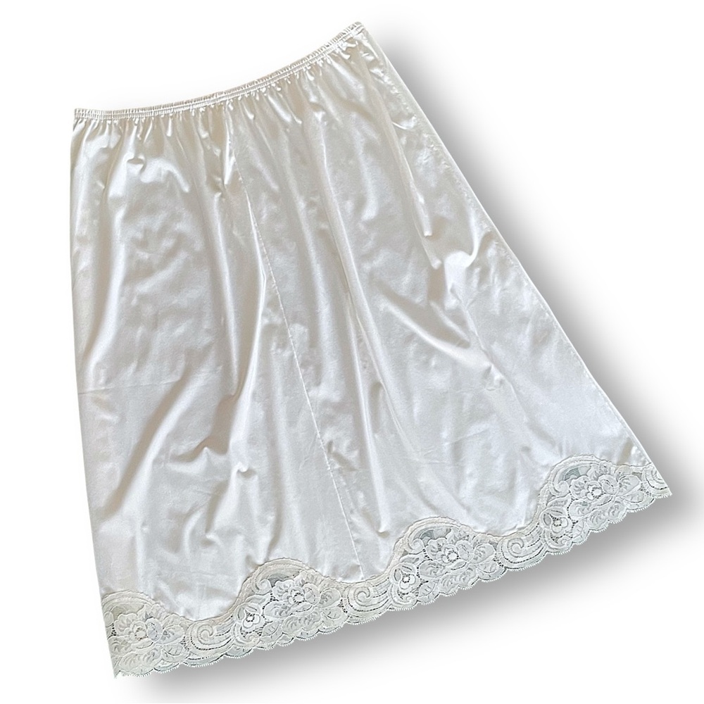 Vintage Women's White Half Slip with Lace Hem